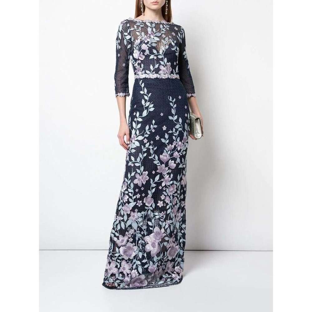 Marchesa Notte 3/4 Sleeve Guipure Gown Sz 4